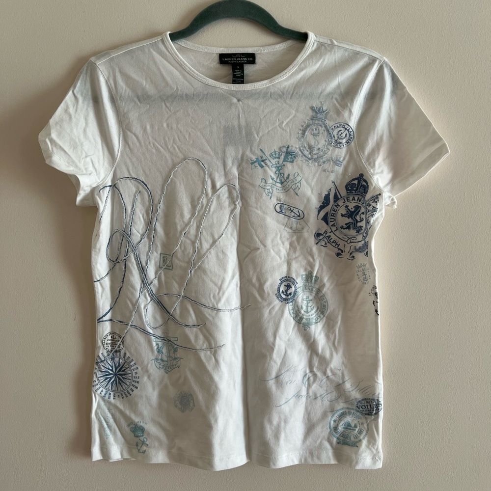 Ralph Lauren White Tshirt with Beaded Design